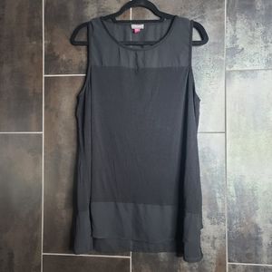 Vince Camuto Black Mixed Media Mesh Tank XL